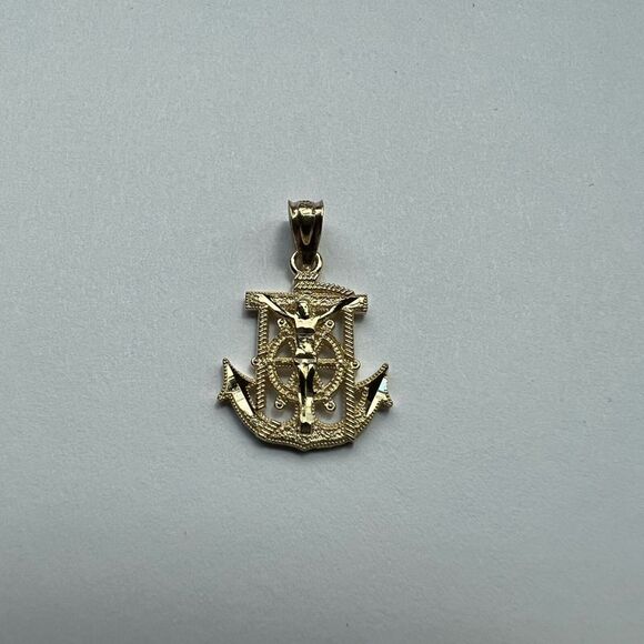 14k Solid Gold anchor Charm | Religious Charm | Birthday Gift | Real Gold | - Picture 8 of 10